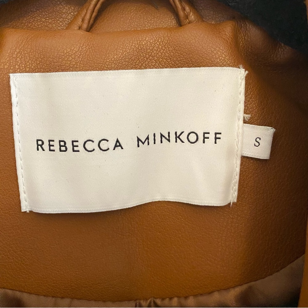 NWOT Rebecca Minkoff Cognac Tan Faux Leather Moto Biker Zipper Jacket Size Small - Picture 5 of 10